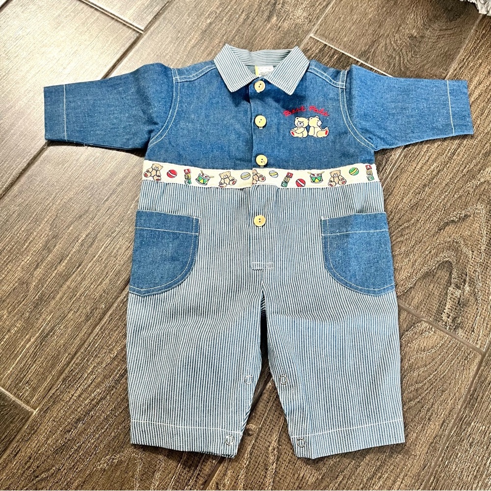 Baby Togs / Vintage Best Pals Bear Denim One Piece Jumpsuit